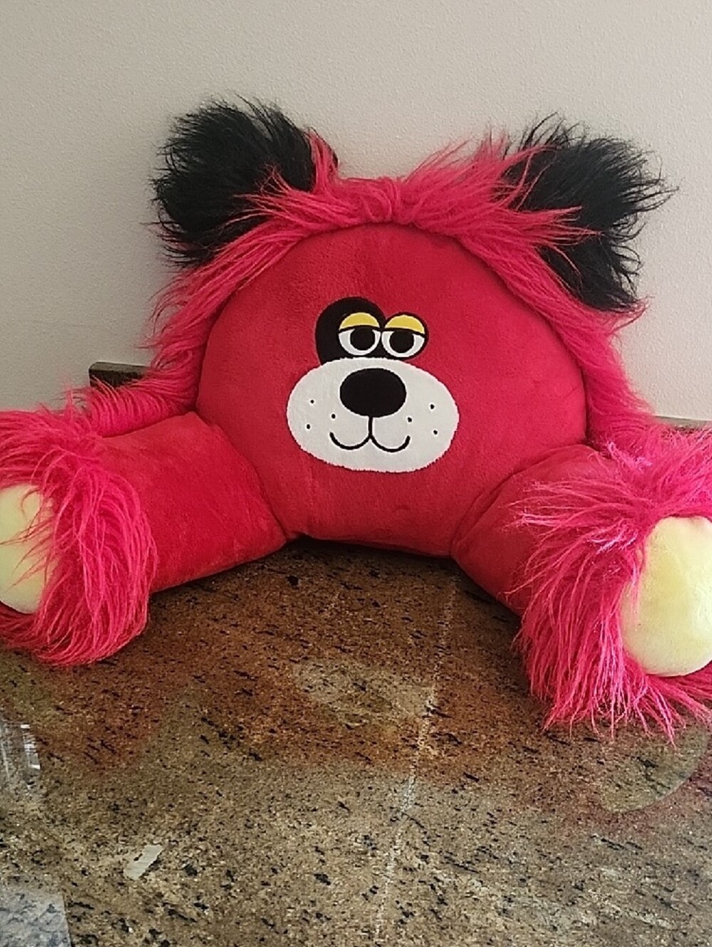 Kids Plush Reading Pillow - Red Furry Bear